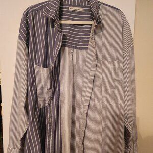 Abercrombie and Fitch Poplin Shirt Dress Blue Tunic Oversized Cotton XL Petite